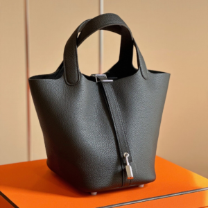 HN 18 Black Togo Leather Sliver Hardware