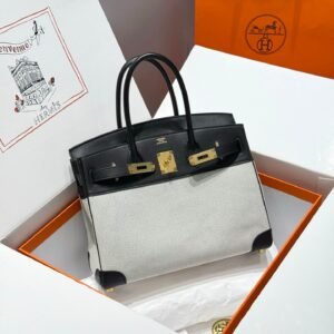 HN QUADRILLE 30 IN BLACK SWIFT WHITE TOILE CANVAS
