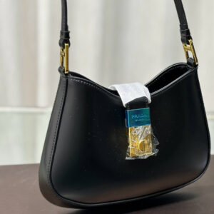 CLEO SHOULDER BAG 26 IN BLACK BRUSHED LAMBSKIN GOLD HARDWARE